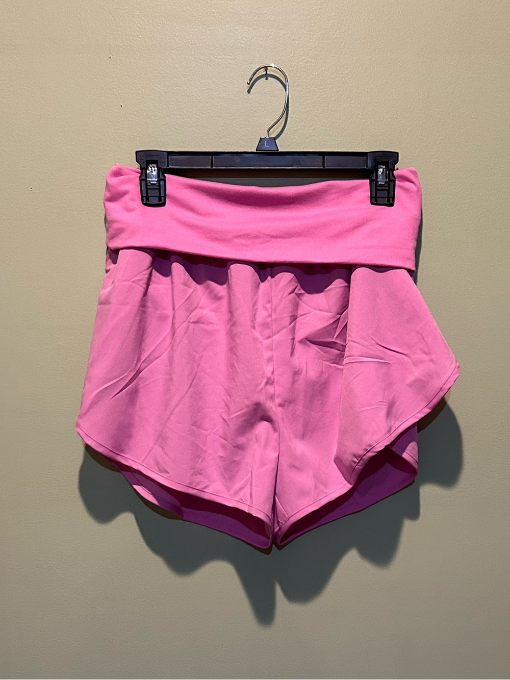 Zenana Outfitters Pink Fold-Over Waist Athletic Shorts